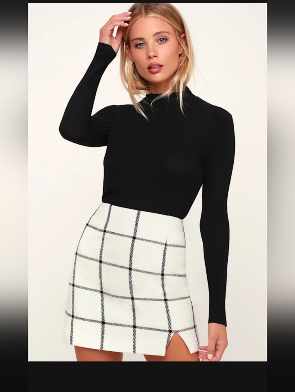 Lulus Spence White Plaid Mini Skirt Size S